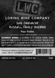 More about 00233-LWC-2012-Grenache-Russell-Family-750ML-Label